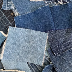 Scraps Reclaimed Denim Fabric Scraps Crafting Sewing Junk Journaling Collage