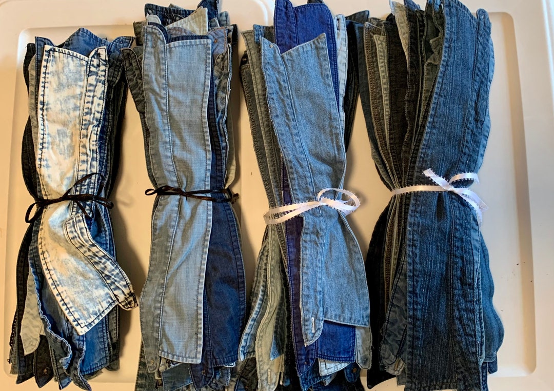 Collars Salvaged Denim Blue Jean Clothing Shirt Collars BULK LOT Etsy