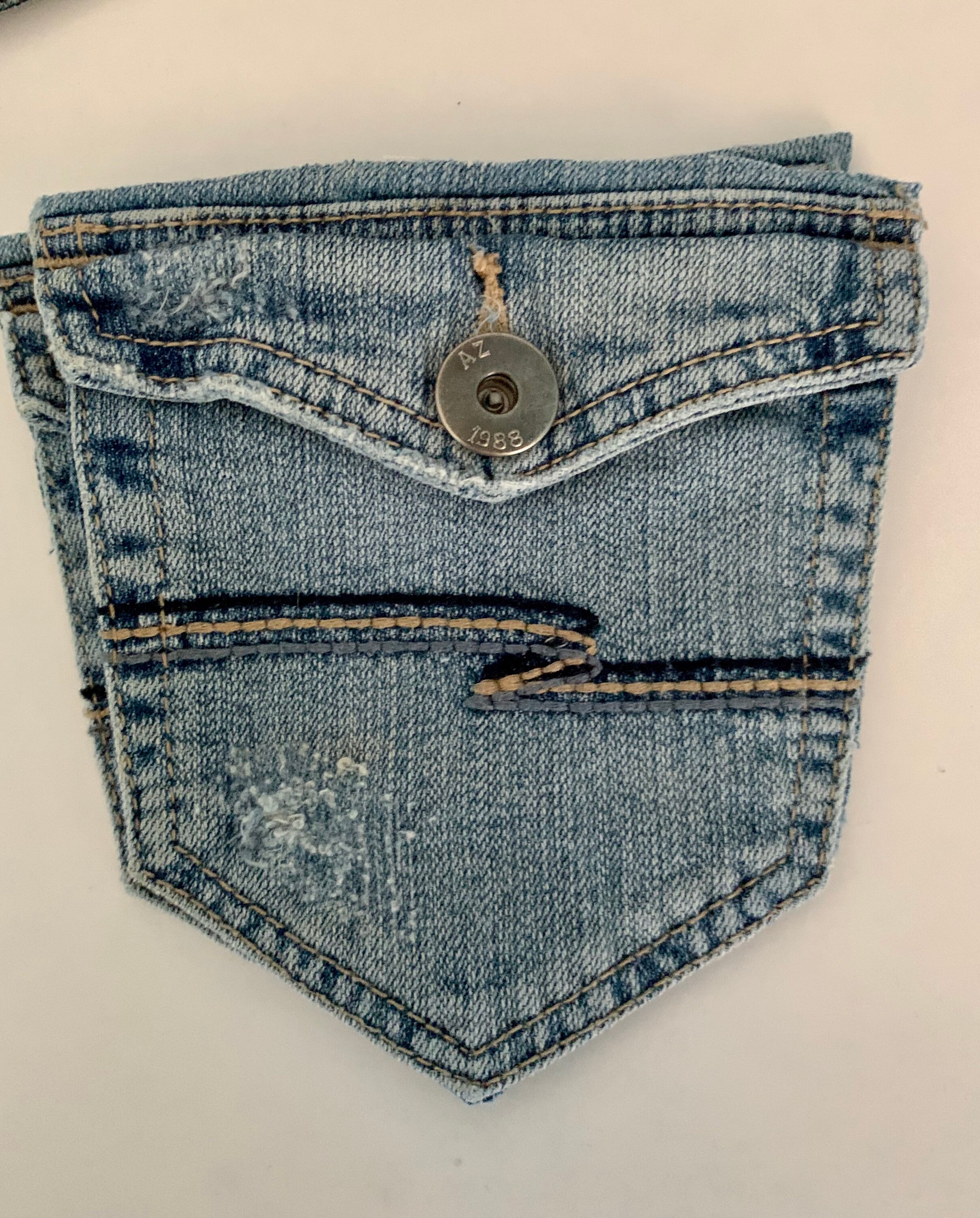 Reclaimed Salvages Denim Blue Jean Back Pockets | Etsy