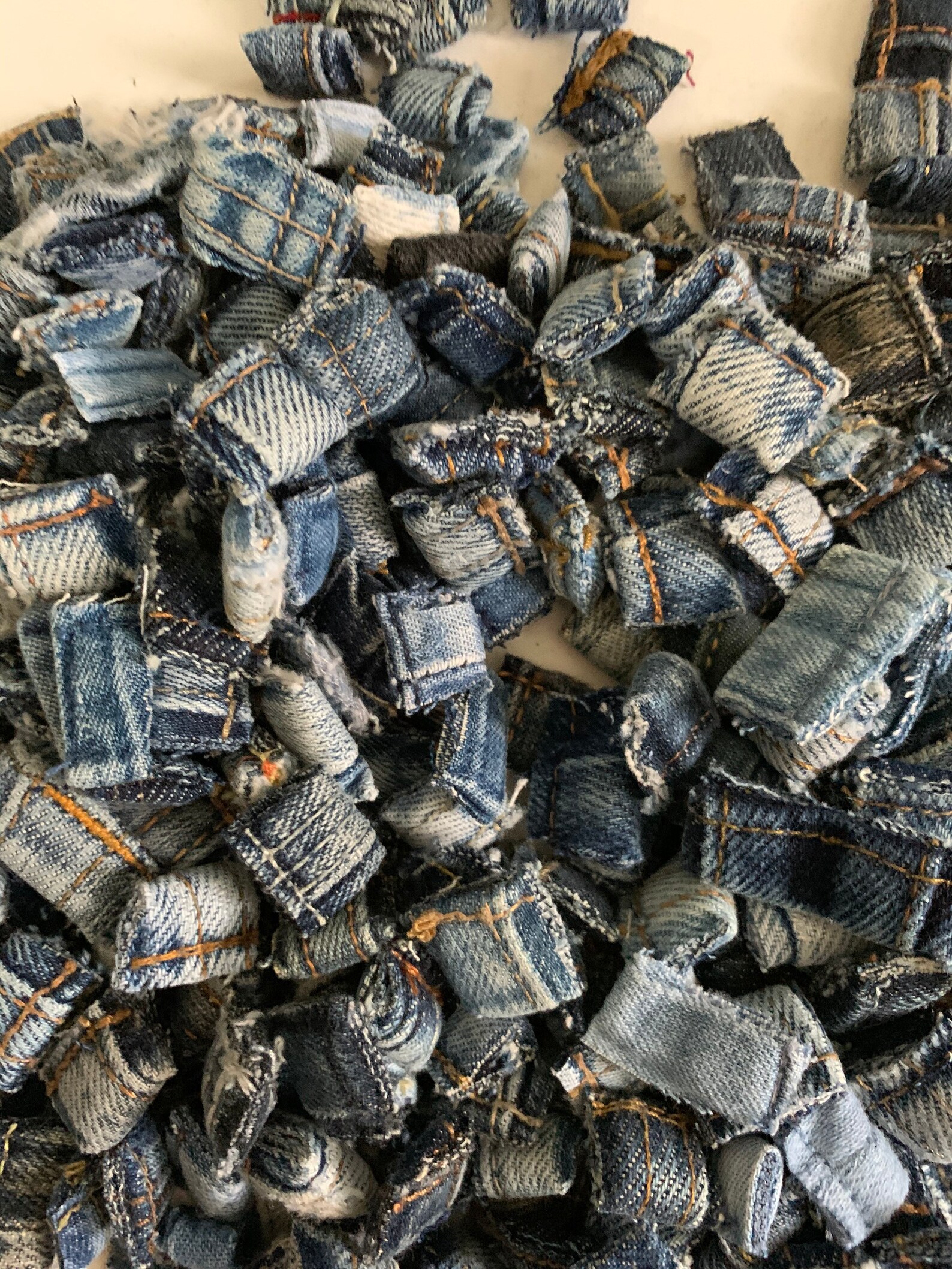 Salvaged Denim Blue Jean Hem Knot Pieces for Repurposing - Etsy