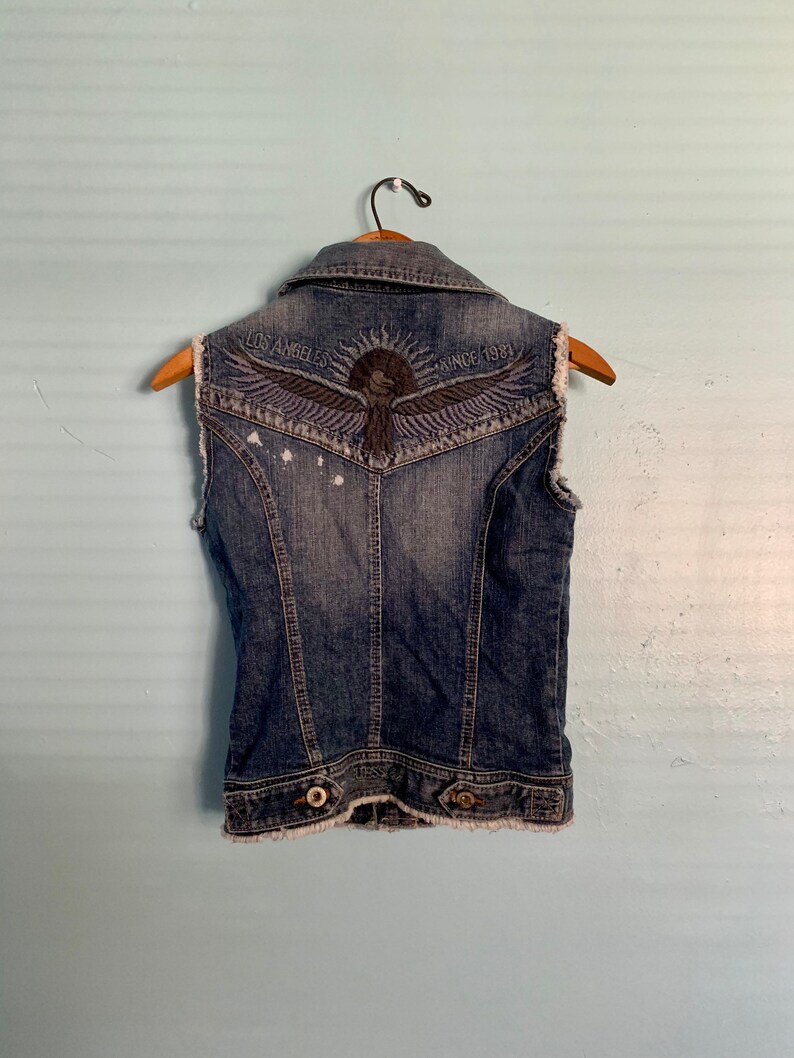 Vintage Guess Denim Blue Jean Vest Los Angeles 1981 Grunge