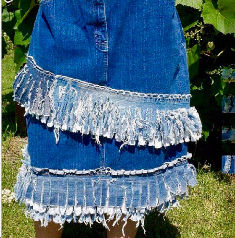 Fringe Denim Blue Handmade Handcut Fringe Trim Embellishment Etsy