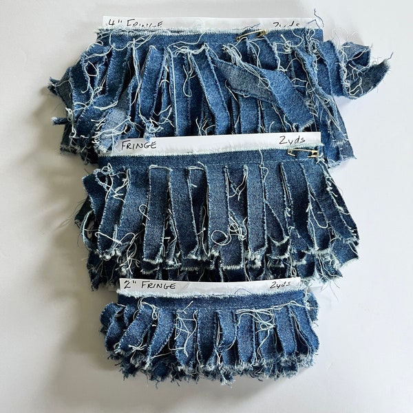 Fringe Denim Blue Handmade Hand-cut Fringe Trim Embellishment