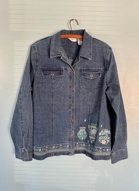 Alfred Dunner Denim Blue Jean Jacket Vintage - image 1