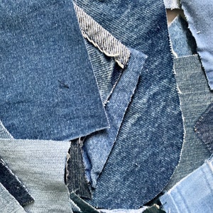 100 CT Salvaged Denim Blue Jean Scraps