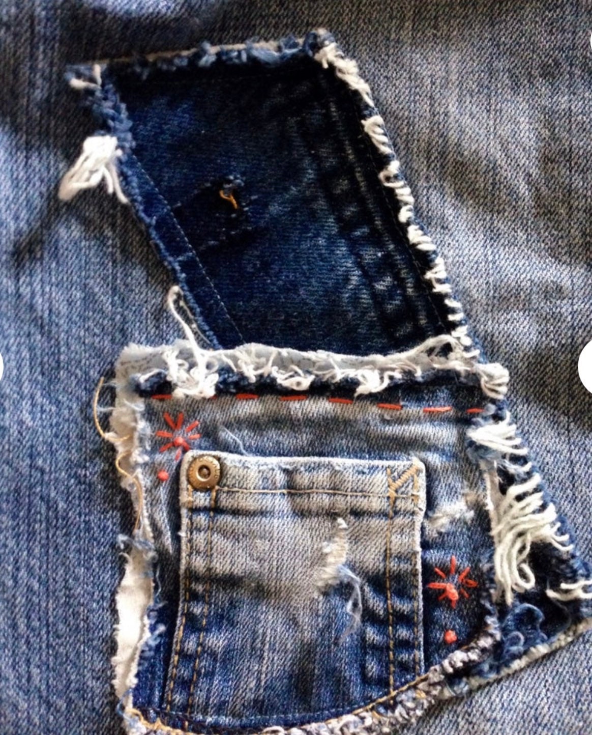 Reclaimed Denim Blue Jean Back Yoke Pieces for Repurposing Lot | Etsy