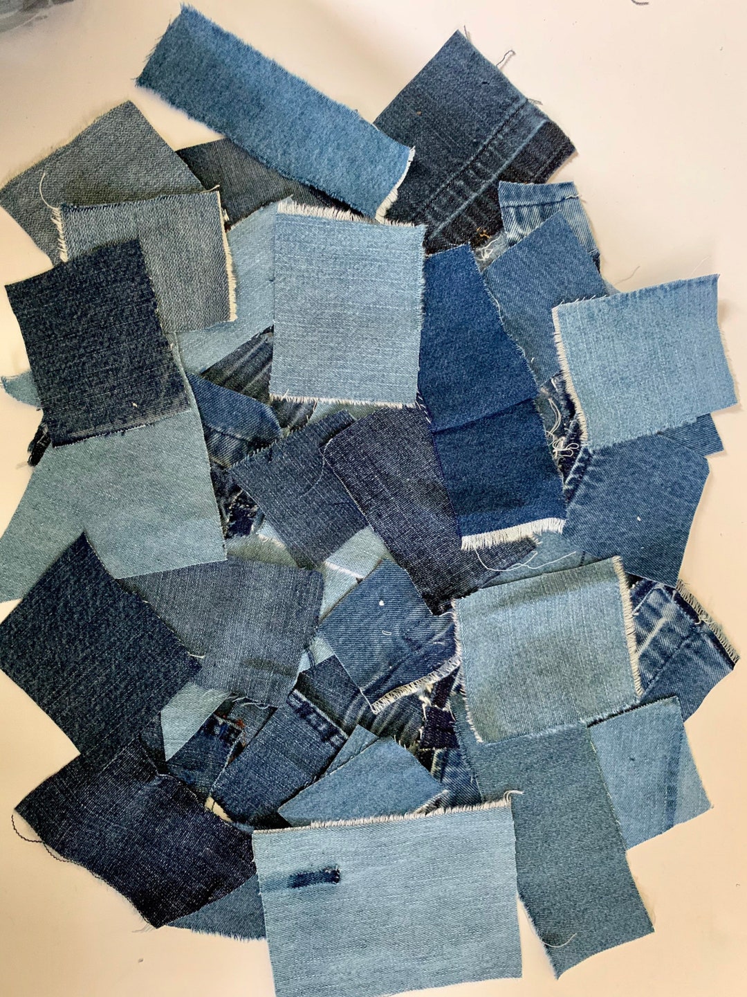 Scraps Reclaimed Denim Fabric Scraps Crafting Sewing Junk - Etsy