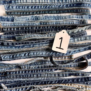 30 CT Salvaged Denim Blue Jean Seams for Repurposing