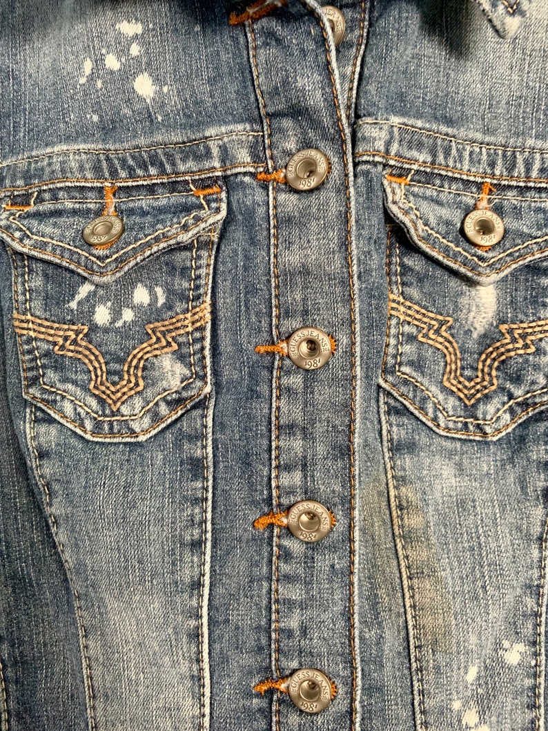 Vintage Guess Denim Blue Jean Vest Los Angeles 1981 Grunge