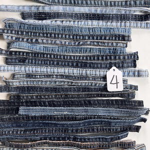 30 CT Salvaged Denim Blue Jean Seams for Repurposing