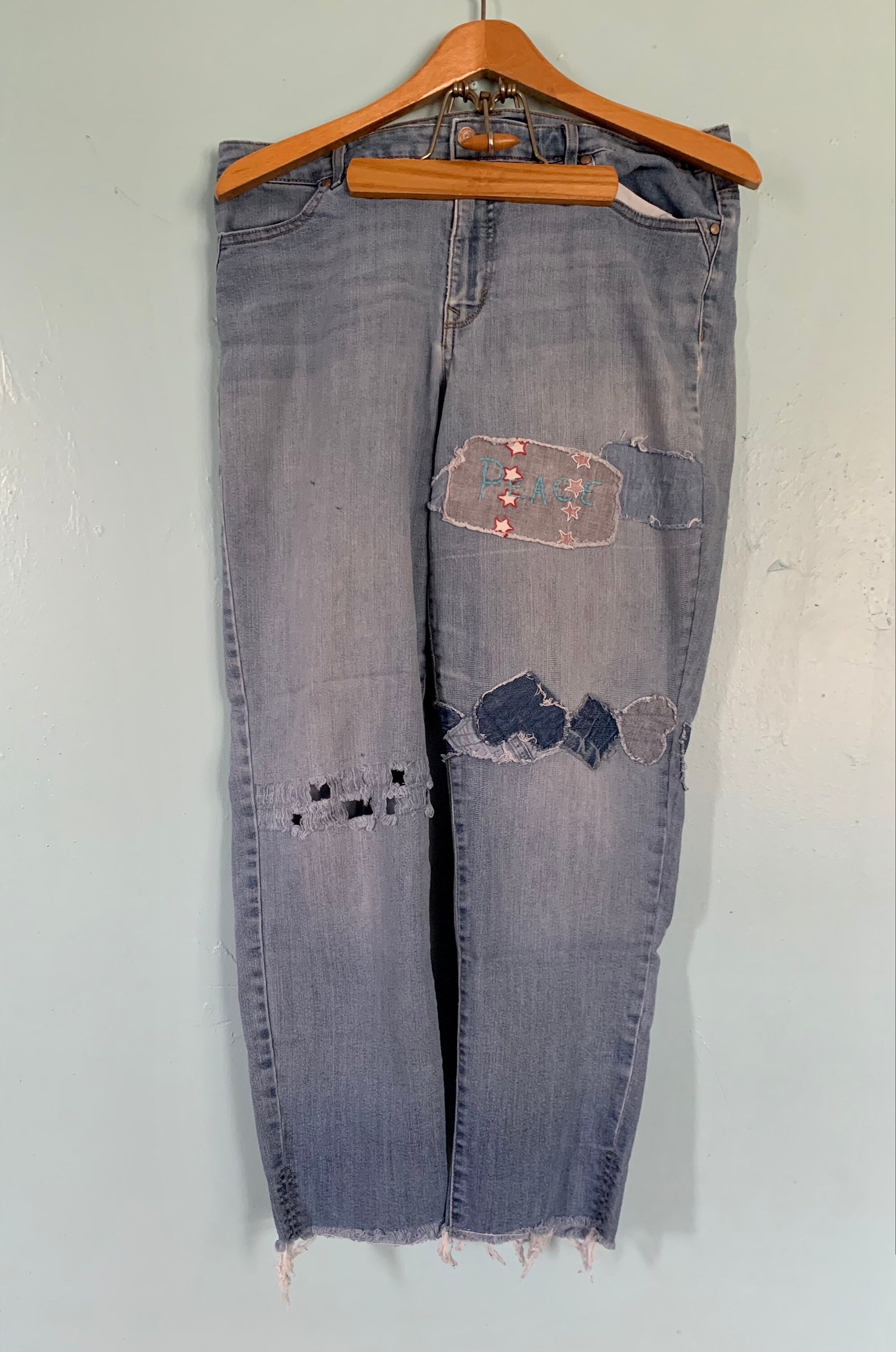 Altered Couture Refashioned Denim Blue Jeans OOAK Etsy
