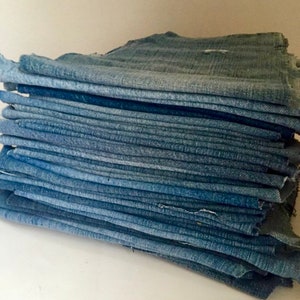 Reclaimed Salvaged Denim Blue Jean Fabric Pant Leg Sections