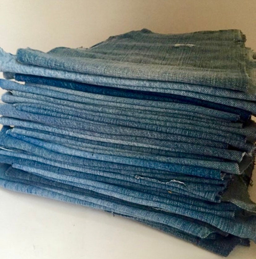 Reclaimed Salvaged Denim Blue Jean Fabric Pant Leg Sections - Etsy