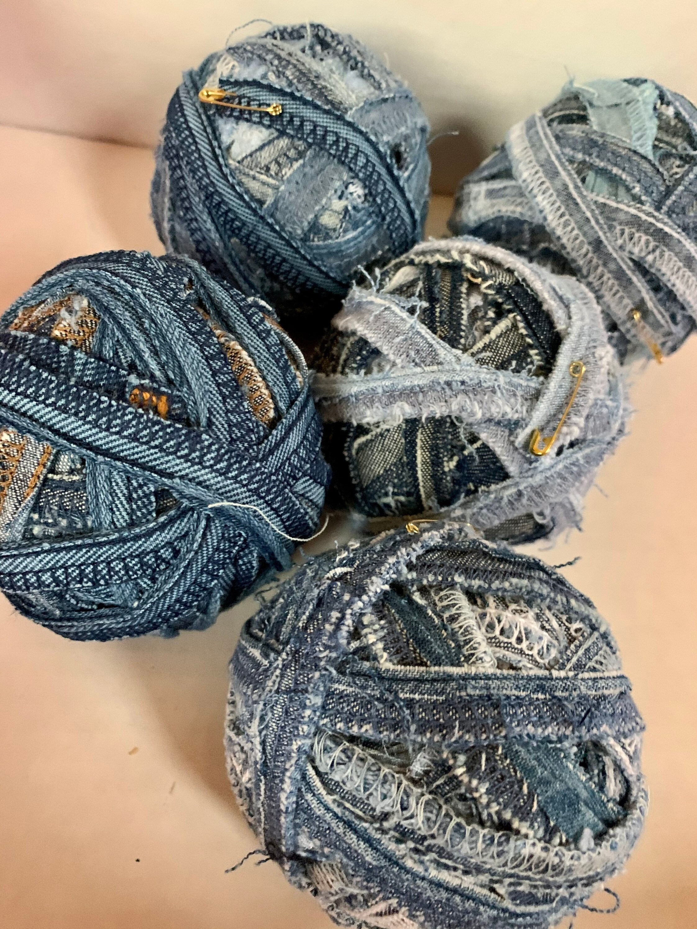 Blue Jean Yarn Recycled Seams Etsy