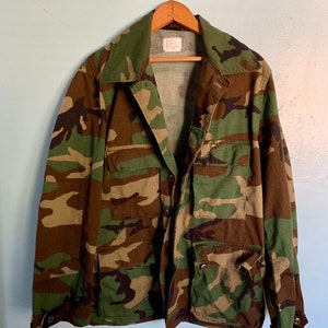 Military Shirt Jacket Camouflage Utilities Fatigues Vintage Gunnery