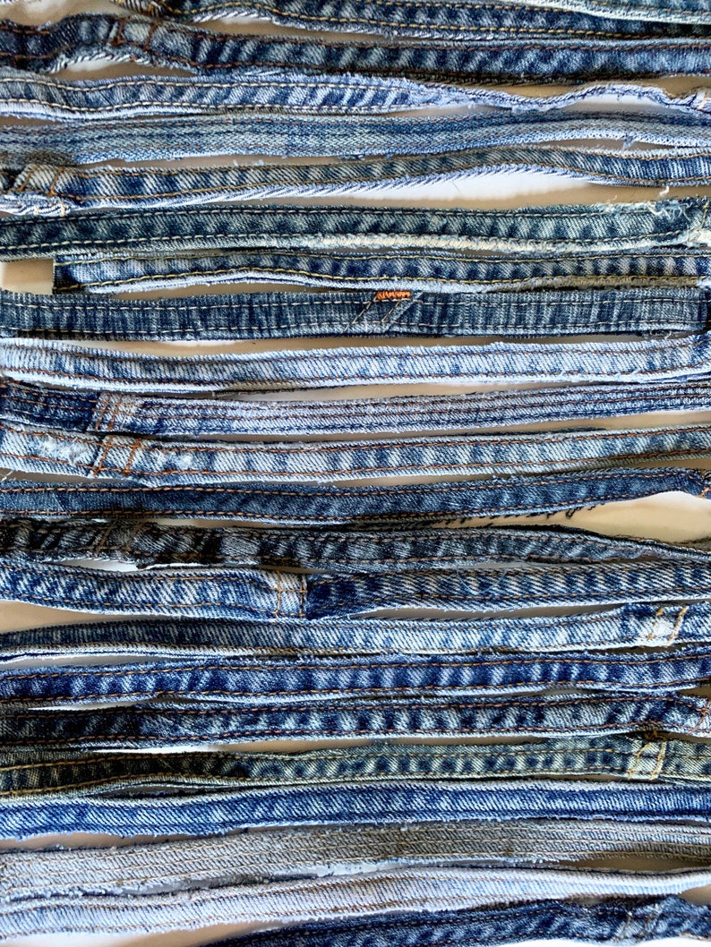 Salvaged Denim Blue Jean Seams for Repurposing Lot of 30 Etsy