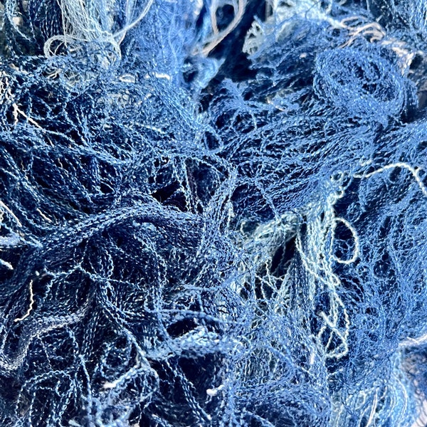 Fibers Threads Reclaimed Salvaged Denim Blue Jean Fibers for Repurposing