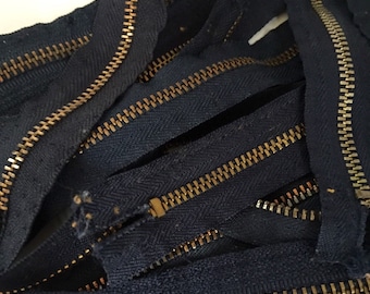 Zippers Reclaimed Salvaged Metal Blue Jean Zippers