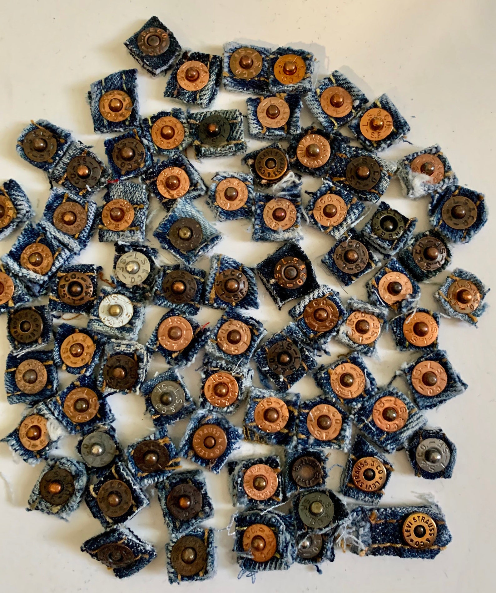 LEVI Rivets Reclaimed Salvaged Denim Blue Jean Rivets Etsy