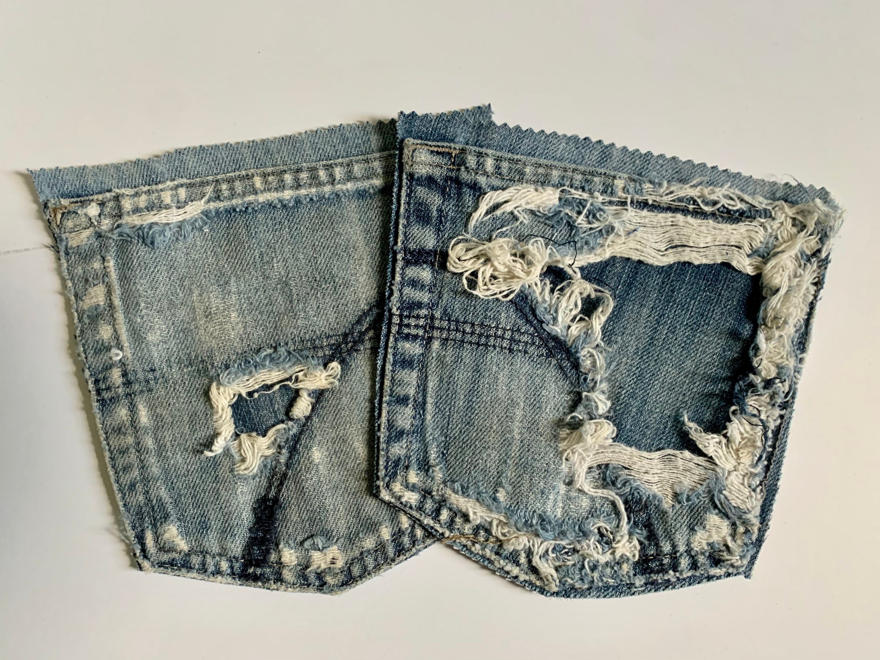 Pockets Salvaged Denim Blue Jean Back Pockets | Etsy