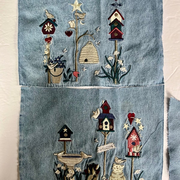 Salvage Embroidery on Denim Pieces for Repurposing