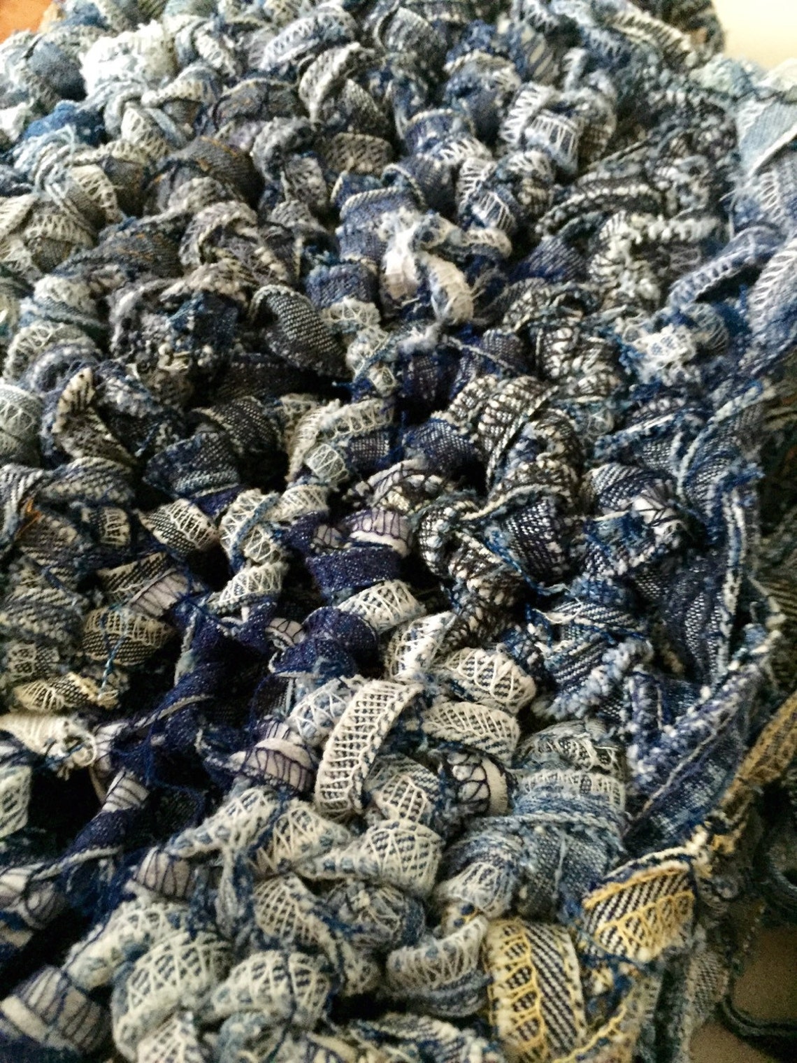 Blue Jean Yarn Recycled Seams Etsy