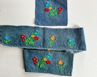 Salvage Floral Design Embroidery Pieces for Repurposing