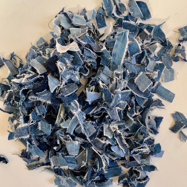 Confetti Salvaged Denim Blue Jean Fabric Confetti, Junk Journaling, Rustic Wedding