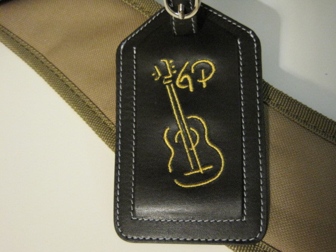 Leather Luggage Tag for a Guitar Case Custom Embroidered With Etsy
