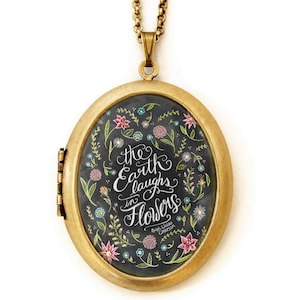 Art Locket - Chalkboard Art Locket Necklace - The Earth Laughs In Flowers