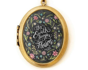 Art Locket - Chalkboard Art Locket Necklace - The Earth Laughs In Flowers