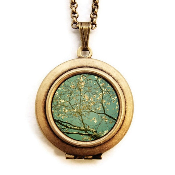 Photo Locket Necklace - Reach- Enchanted Nature Forest Trees Wearable Art Locket