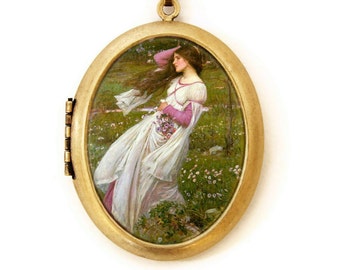 Windswept - Art Locket Necklace -John William Waterhouse - Famous Painting
