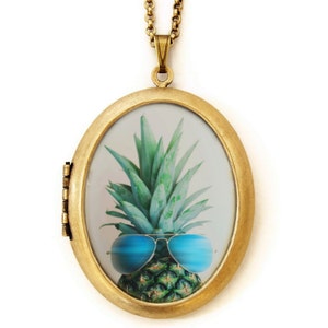 Photo Locket Pineapple In Paradise Deluxe Photo Locket Necklace image 1