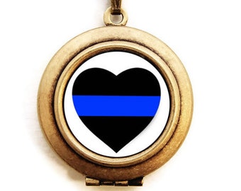 Naszyjnik z medalionem „Blue Lives Matter” – Thin Blue Line Wspieraj naszych funkcjonariuszy organów ścigania