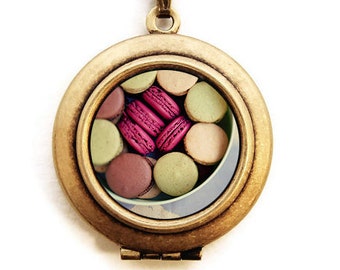 Let Them Eat Macarons - Yummy Bakery Dessert Photo Locket Necklace