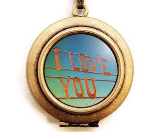 I Love You - Photo Locket Necklace - Anniversary Wedding Romance Jewelry