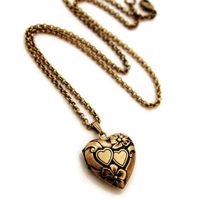 Gold Heart Locket - Pretty Double Heart Locket Necklace
