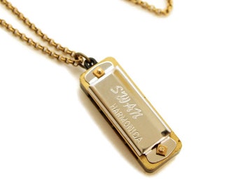 Musical Mini Harmonica Necklace - Real Working Harmonica Instrument Necklace -Gift for Musician