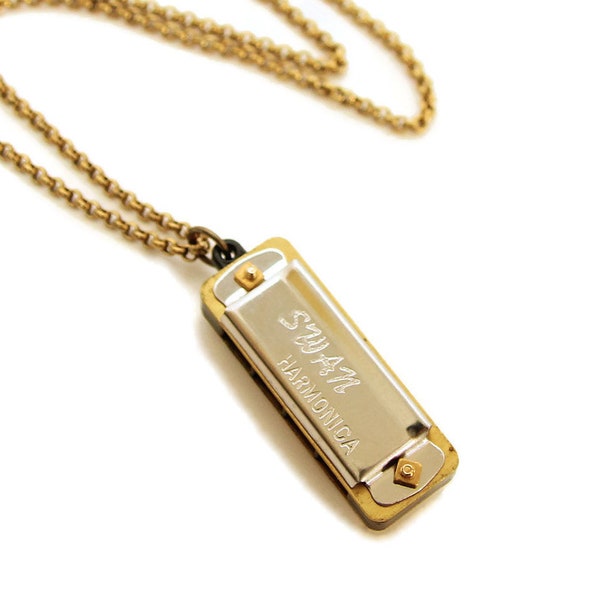 Musical Mini Harmonica Necklace - Real Working Harmonica Instrument Necklace -Gift for Musician