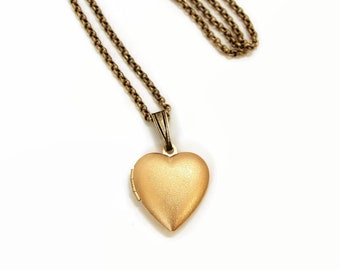 Secret Message Locket - Brushed Matte Gold Heart Locket - Customized with your personal message