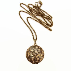 Forget Me Not Flower Pattern Domed Sphere Round Locket Necklace image 3