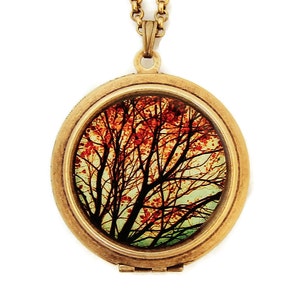 Photo Locket - Autumns Alchemy - Autumn Fall Harvest Nature Photo Locket Necklace