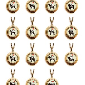 Dog Breed Locket Choose Your Breed Silhouette Dog Breed Locket Necklace Unisex Beige Background 31 Breeds to Choose From image 3