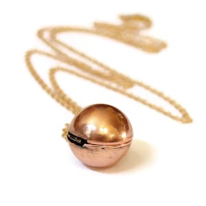 Secret Message Locket Vintage Copper Ball Locket Necklace image 1