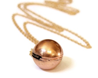 Secret Message Locket - Vintage Copper Ball Locket Necklace