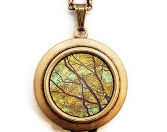 Liści złota-lato żniwa natura zdjęcie medalion naszyjnik