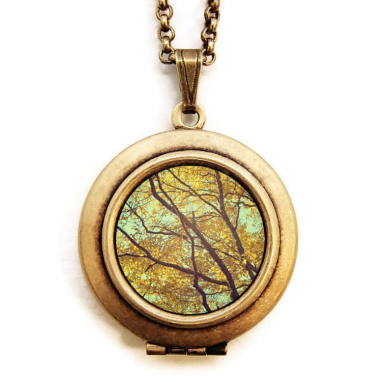 Leaves Of Gold Summer Harvest Nature Photo Locket Necklace image 1