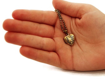 Petit médaillon coeur doré pour ados - Collier médaillon petit coeur - Cadeau pour elle