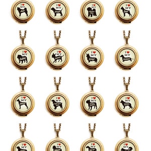 Dog Breed Locket Choose Your Breed Silhouette Dog Breed Locket Necklace Unisex Beige Background 31 Breeds to Choose From image 2
